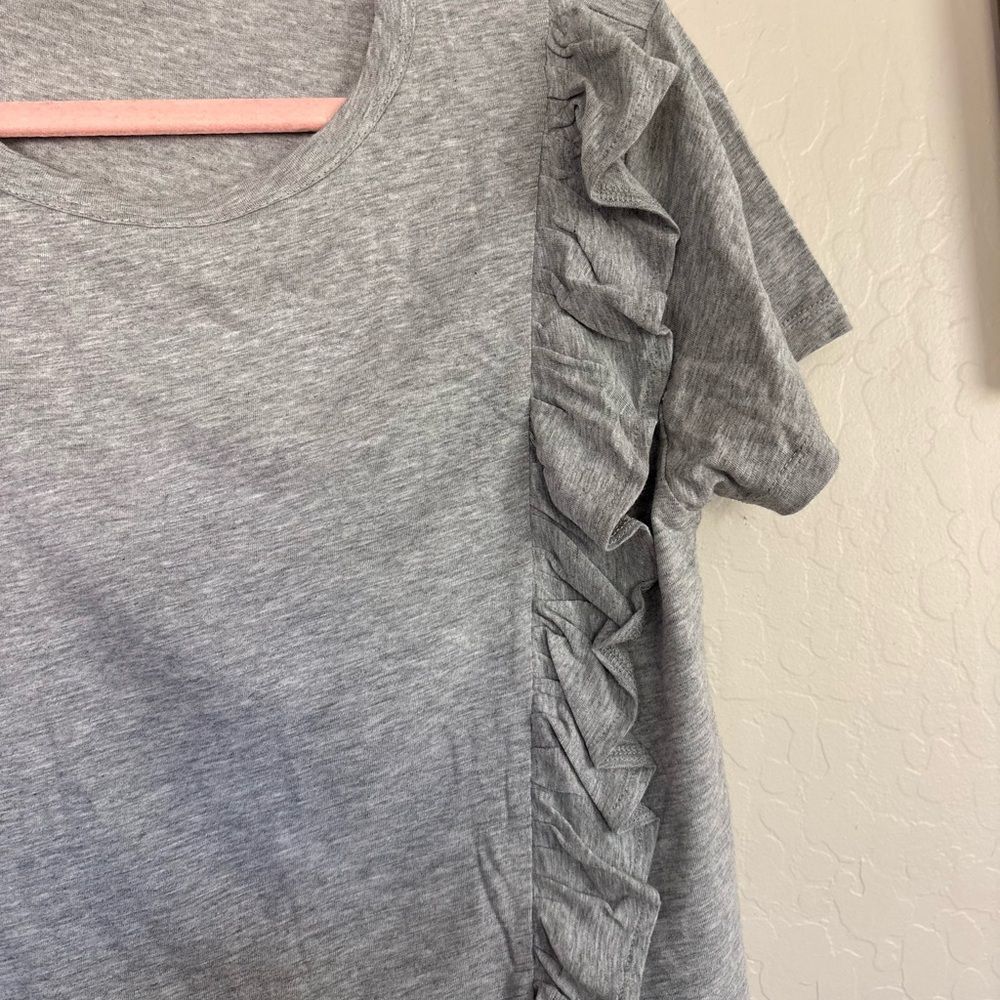 Sanctuary Gray Asymmetrical Ruffle Short Sleeve Top Small - Picture 4 of 6
